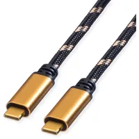 ROLINE GOLD USB4 Gen3x2 Kabel, C–C, ST/ST, 40Gbit/s, 100W, schwarz / gold, 2 m