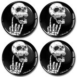 Biomar Labs® 4 x 68mm Aufkleber 3D Silikon Totenkopf Schädel Für Radkappen Nabenkappen Radnabendeckel Rad-Aufkleber Nabendeckel A 2768