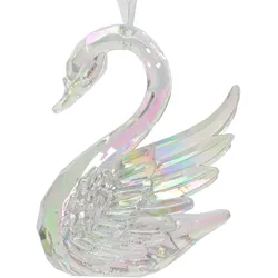 Christbaumschmuck Schwan Kunststoff 10cm Figur Bruchfest Weihnachtsbaum Anhänger Weihnachten Weihnachtsbaumschmuck Märchen Tiere Vögel Klar Irisierend
