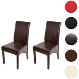 MCW 2er-Set Esszimmerstuhl Cesena ~ Leder, braun, dunkle Füße