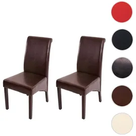 MCW 2er-Set Esszimmerstuhl Cesena ~ Leder, braun, dunkle Füße