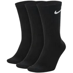 NIKE Unisex Tennissocken, 3er Pack - Cushioned - Training Crew Socks, einfarbig, Logo Schwarz 42-46