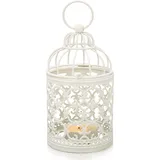 Tissting Kerzenhalter Vogelkäfig, 14cm Deko Vogelkäfig Vintage Weiss Klein Hängende Teelichthalter Deko Wandkerzenhalter Käfig Kerzenständer für Hochzeit, Party, Weihnachten