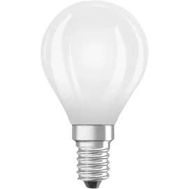 Osram Energy Class LED-Lampe in klassischer Miniballform, 3.8 W / 806 lm, EEK A, kaltweißes Licht (4000 K), CRI 80, aus gefrostetem bleifreiem Glas, E14 Sockel, IP20, 45 mm Durchmesser.