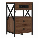 vidaXL Nachttisch mit Ladestation Braunes Eichenholz 40 x 31 x 60 cm