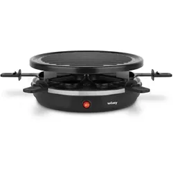 Wëasy Raclette Gerät und Grill LUGA40, 6 Personen, Antihaftbeschictung, 900 W, rund Edelstahl, schwarz