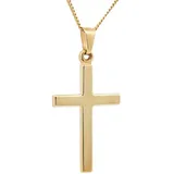 HOPLO Kreuzanhänger Anhänger Kreuz 585-14 Karat Gold mit vergoldeter Silberkette 55 cm, Made in Germany 55 cm Unisex