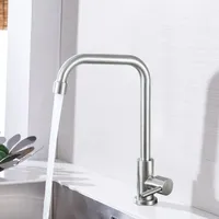 Auralum - Einzelne Erkältung Küchenarmatur 360° drehbar, schwenkbar wasserhahn küche kaltwasser armatur für Spüle, Waschbecken Bad nur eine