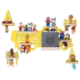 BOARTI Kinderregal LKW Bagger hängend für Toniebox und Tonie Figuren platzsparendes Regal H. 43 x B. 47 x T. 19 cm Wandregal Musikbox Figuren Aufbewahrung Magneteinsätzen Aufbewahrungsregal Holz