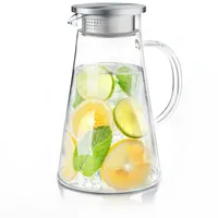 Arendo Glaskaraffe 1900 ml, Edelstahl-Deckel, hitze- und kältebeständig, BPA