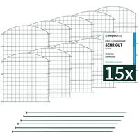 VERDOBA Premium Teichzaun Gartenzaun Komplettset - Steckzaun 15 Zaunelemente - Zaun für den Garten, Gitterzaun Set Oberbogen Zaun Garten - Hundezaun, Gartenzaun Metall (15x Oberbogen, Grün - RAL 6005)