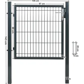 Songmics Gartentor 106 x 90 cm Grau/Stahl