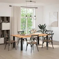 VidaXL Esstisch mit Baumkanten 220x120x74 cm Massivholz Eiche Rechteck