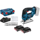 Bosch Akku-Stichsäge GST 18V-LI B / 2x 2,0 Ah Akku + Ladegerät inkl. Zubehör-Set