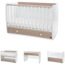 Lorelli Babybett Dream 70 x 140 cm umbaubar Kinderbett Schaukelbett Schreibtisch hellbraun weiß