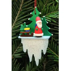 Christian Ulbricht Baumbehang Weihnachtsmann mit Schlitten auf Eiszapfen 5,5x8,8cm, Auslaufartikel