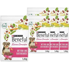 Purina BENEFUL Kleine Genießer mit Rind Hundetrockenfutter 1,4kg Beutel (6er Pack (6 x 1400g))