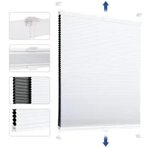 Sekey Wabenplissee Ohne Bohren Verdunkelung Rollo 100% verdunkelnd Blickdicht, Klemmfix, Aluminiumschiene, ZWeißeitig wählbar in Weiß & Grau, 35 X 100 Cm (bxh)