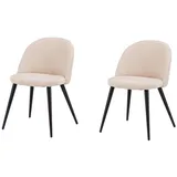 Venture Home Esszimmerstuhl Velvet Stitches, 2er-Set Esszimmerstühle in Mikrofaser-Grau, 150 kg (2 St), Polsterstuhl, weicher Bezug, Steppung, schwarzes Eisen, edel beige|schwarz