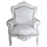 Sessel Barock Weiss Armlehnstuhl Antik Stuhl Rokoko Armlehnsessel Kaminsessel