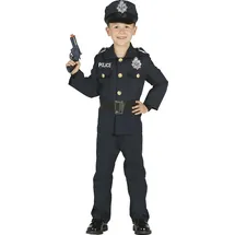 Fiestas Guirca Polizei Kostüm Kinder 5-6 Jahre - Dunkelblaues Mädchen u. Jungen Polizei Kostüm - Polizei Uniform, Polizeimütze Kinder Karneval, Fasching Kostüm Kinder Junge Kostüm Polizei Kinder