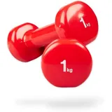 Vinyl Kurzhantelset - 2er Set von 0.5 bis 5 kg - Fitness Hanteln - Kurzhanteln ROT 1kg