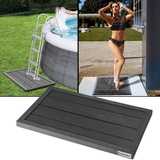 Casaria® WPC Bodenelement Solardusche Anti Rutsch 101x63x5,5cm bis 300kg UV-Beständig Anthrazit Bodenplatte Poolleiter