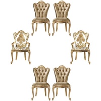 Casa Padrino Esszimmerstuhl Luxus Barock Esszimmerstuhl Set Weiß / Gold - 6 handgefertigte Küchen Stühle im Barockstil - Barock Esszimmer Möbel - Edel & Prunkvoll