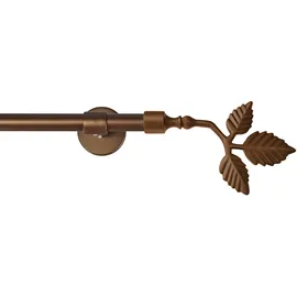 GARESA Gardinenstange GARESA "SHEET", braun (bronzefarben), L:330cm Ø:16mm, Metall, Gardinenstangen, Vorhanggarnitur, verlängerbar, Knopf mit Blätter, ohne Ringe