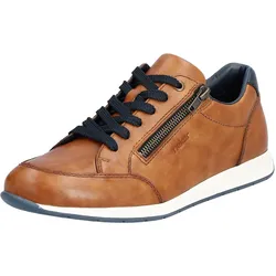 Sneaker RIEKER, Herren, Gr. 47, braun, Leder, casual, Schuhe, in sportivem Look, Freizeitschuh, Halbschuh, Schnürschuh