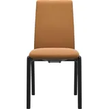 Polsterstuhl STRESSLESS "Laurel", braun (new caramel batick, schwarz), B:57cm H:92cm T:59cm, Leder BATICK: BATICK ist ein leicht korrigiertes, durchgefärbtes und genarbtes Möbelleder, bei dem die meisten Unebenheiten und Spuren in der Regel entfernt wurden., Stühle, Polsterstuhl, Low Back, Größe M, mit abgerundeten Beinen in Schwarz
