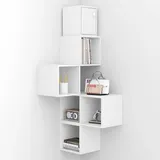 Woltu Eckregal, Weiß, Holzwerkstoff, Freiform, 48x120x48 cm, Wohnzimmer, -