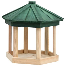 vidaXL Vogelfutterhaus Achteck Tanne Massivholz 33x30 cm