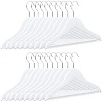 Relaxdays 80 x Kinderkleiderbügel, Holz, Weiß,Silber