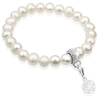 Nenalina Perlenarmband »Lebensblume Perle Kristalle 925 Silber«, 64831600-16 Silber + weiß ohne Stein