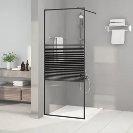 vidaXL Duschwand für begehbare Dusche Schwarz 80 x 195 cm ESG-Glas Klar