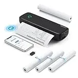 Bisofice L81 Mobiler Thermodrucker A4 Mit 3 Rollon Thermopapier, Kabelloser Portabler Drucker für Unterwegs, für Handy & Laptop