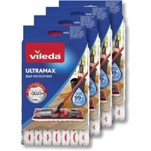 Vileda Ultramax Bodenwischer Ersatzbezüge, Wischmopp Bezug Ultramat_Ultramax aus Mikrofasern, für alle Hartböden, Waschmaschinen geeignet, 4er Sparpack, Eco-Verpackung