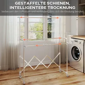 Homcom Wäscheständer 1,50 m Silber