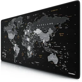 Titanwolf Gaming Mauspad XXL Weltkarte Schwarz