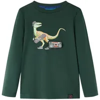 vidaXL Kinder Langarmshirt Dinosaurier Druck Langarm T-Shirt Jungen Dunkelgrün 116 - 116