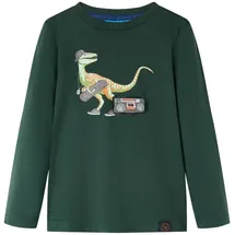 vidaXL Kinder Langarmshirt Dinosaurier Druck Langarm T-Shirt Jungen Dunkelgrün 116 - 116