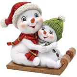 Dekohelden24 Schneekinderpaar rot/grün (14 x 7 x 12)