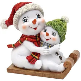 Dekohelden24 Schneekinderpaar rot/grün (14 x 7 x 12)