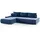 Fun Möbel Ecksofa Sofa mit Schlaffunktion VOGAR Stoff Monolith Blau Ottomane Links - Blau