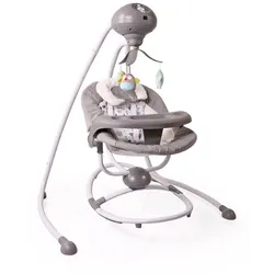 Cangaroo Babywippe Woodsy 2 in 1, Remote, 12 Melodien, Timer, 5 Stufen, Mobile grau
