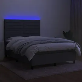 vidaXL Boxspringbett 140 x 200 cm LED Dunkelgrau