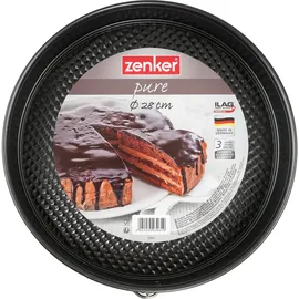 Zenker Springform PURE, Backform mit Antihaftbeschichtung, runde Kuchenform mit Flachboden (Farbe: schwarz), Menge: 1 Stück