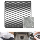 DXLing 34,5 * 34,5CM Silikon Spülbeckeneinlage Zusammenklappbar Rutschfeste Spülbeckenmatte Spülbeckenmatte mit Reinigungsbürste für Obst und Gemüse Schutz für Spülbecken Sink Mat für Spüle