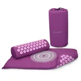 Navaris Akupressurmatte 2in1 Akupressur Massage Set - Matte und Kissen - Violett (1-St) rosa